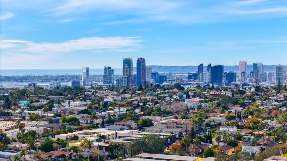 An aerial view of a San Diego residential neighbourhood